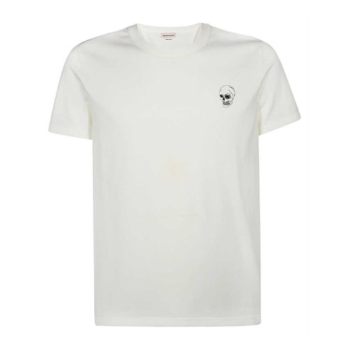 Alexander McQueen/亚历山大麦昆 男士纯色棉质扑克牌骷髅头印花圆领短袖T恤 624179-QPZ64 多色可选