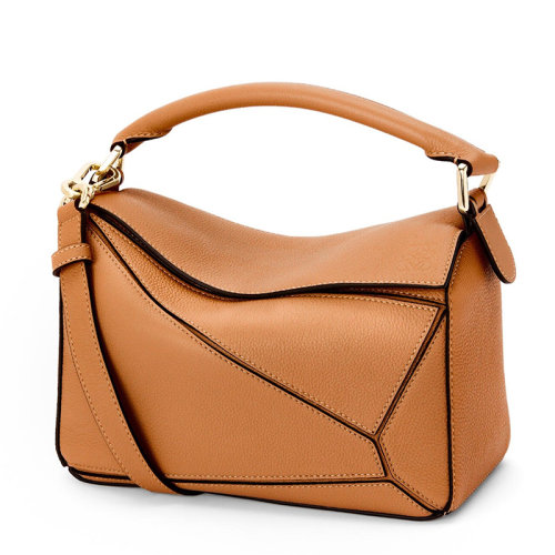 LOEWE/罗意威 经典款Puzzle系列 女士小号浅焦糖色粒面小牛皮手提斜挎单肩包0010588168