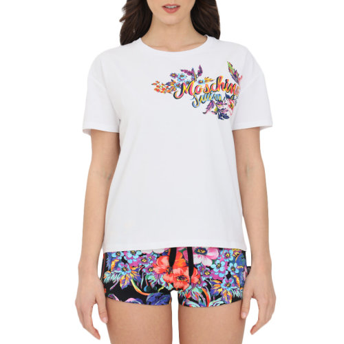 MOSCHINO 莫斯奇诺 女士 服装  圆领水彩印花字母LOGO棉质短袖T恤 女士短袖T恤