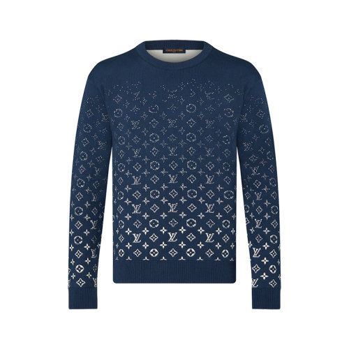 Louis Vuitton/路易威登 22年秋冬新款 LVSE MONOGRAM系列 男士海洋蓝色纯棉渐变老花图案针织衫毛衣1A9GIN
