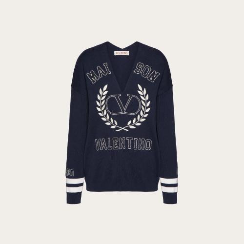  VALENTINO华伦天奴 22年秋冬 女士 长袖衬衫 PULL EN COTON BRODé 1B3KC37L7EP671