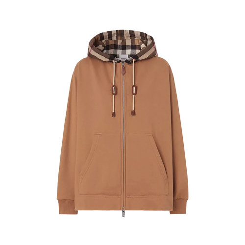 BURBERRY/博柏利 女款棉质宽松版连帽上衣外套驼色标志性格纹 80431801