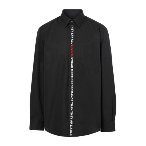  BURBERRY/博柏利 男士黑色棉质长袖衬衫 8017355