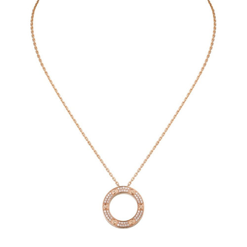 CARTIER/卡地亚 LOVE 18K金玫瑰金钻石项链 铺镶钻石  B7224527