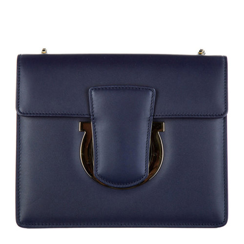 Salvatore Ferragamo/菲拉格慕 女士深蓝色皮质斜挎包 21-F893-670993