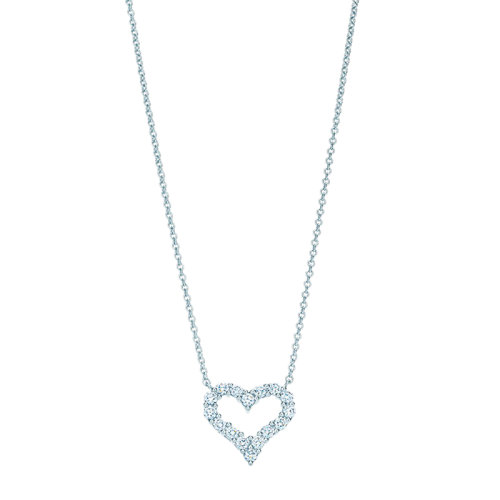 Tiffany & Co./蒂芙尼 22春夏新款Hearts系列 迷你款铂金950镶钻心形项链GRP11468