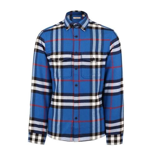  BURBERRY/博柏利 蓝白色纯棉格子长袖衬衫 男士 39421611 PLFSX