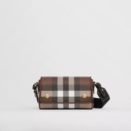  BURBERRY 22年秋冬 女士 格纹拼皮革斜背包 80551721