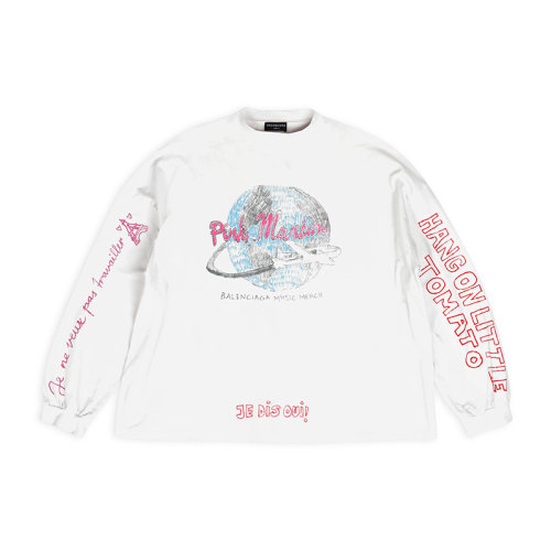 Balenciaga/巴黎世家 22年秋冬新款 限定系列 男女同款白色棉质长袖印刷Martini Merch艺术品袋鼠口袋复古廓形运动衫699191TMVN99800