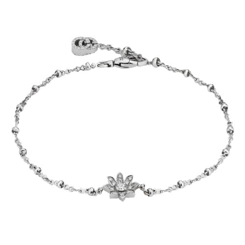GUCCI/古驰 Gucci Flora 18k金白金花朵镶钻石手链 581817J85689066