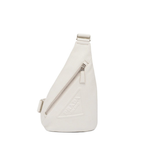 PRADA/普拉达 22年新款 男士粉笔白色皮革徽标拉链设计混搭梨形胸包斜挎包2VZ098_2BBE_F0K74_V_OLO