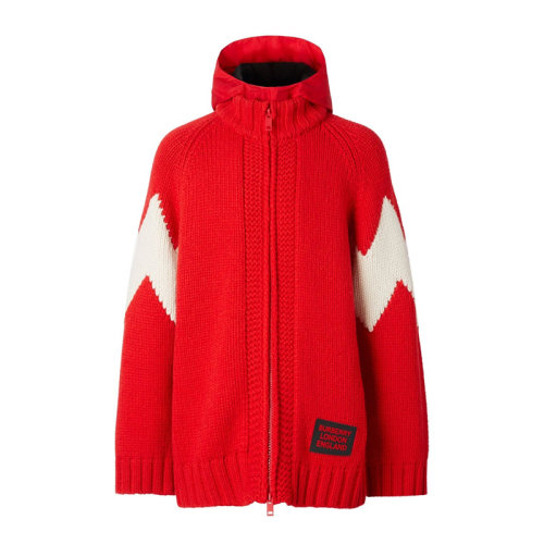 Burberry 博柏利 21春夏 男装 服装 红色羊绒可拆卸风帽开衫 男士针织衫