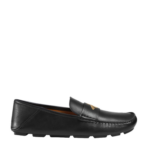 GUCCI/古驰 男士黑色牛皮蜜蜂刺绣驾车鞋一脚蹬休闲鞋皮鞋 473769-DTM20-1000