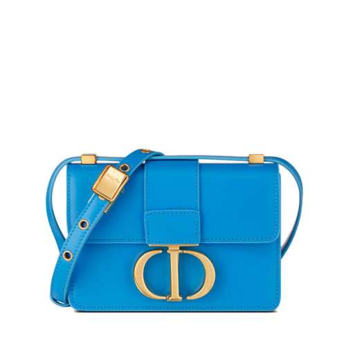 DIOR/迪奥 22春夏新款30 MONTAIGNE系列 女士超迷你湖蓝色光面牛皮革斜挎单肩蒙田盒子包S2110UMOS_M259