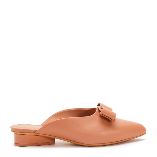 Salvatore Ferragamo/菲拉格慕 粉色 女士VIVA蝴蝶结饰穆勒平底拖鞋 733661-01R315
