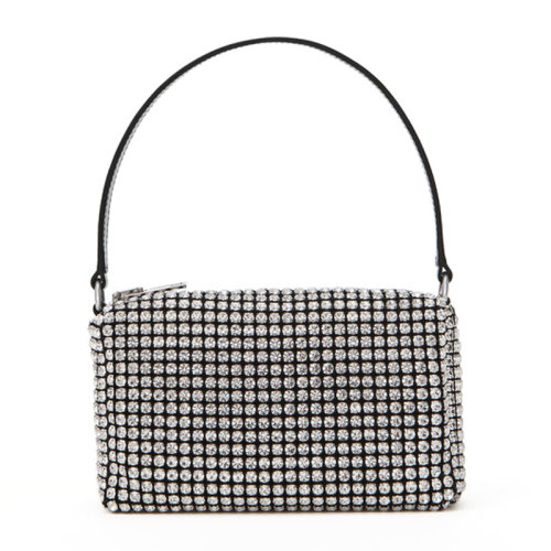 ALEXANDER WANG/亚历山大.王 女士中号银色水晶玻璃牛皮手提包单肩包腋下包女包 2019P0813J-100