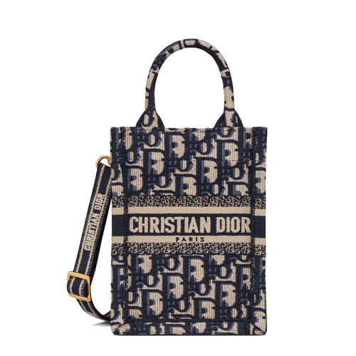 DIOR/迪奥 22新款BOOK TOTE系列 男女同款迷你蓝色老花刺绣单肩斜挎手提包手机袋S5555CRIW_M928