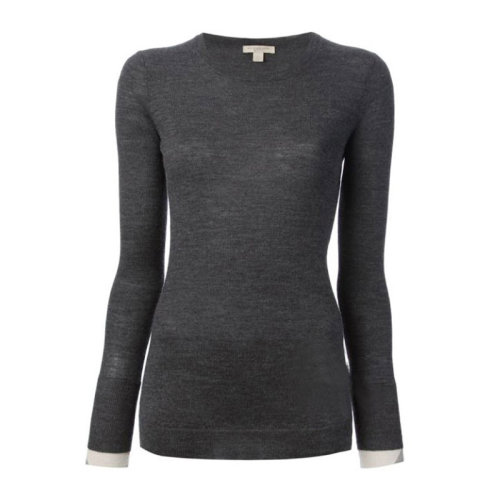 BURBERRY/博柏利 女装 服饰休闲百搭 深灰色 羊绒圆领修身简约套头衫 女针织衫毛衣 3891236