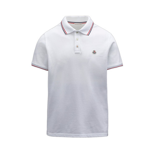 Moncler/蒙克莱 22年早春新款 男士光学白色纯棉三色饰边徽标短袖POLO衫T恤H10918A7030084556001