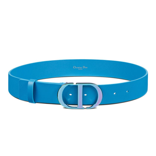 DIOR/迪奥 22年春夏新款 30 Montaigne系列 女士亮蓝色光滑小牛皮腰带35毫米B00774WPE_M05Z