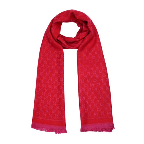 GUCCI/古驰 男女通用 中性红色流苏羊毛双G提花围巾围脖 411115-3G200-6472