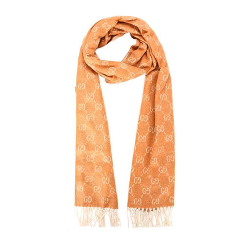 GUCCI/古驰 男女同款 中性桑蚕丝双G图案休闲橙色围巾围脖 340003-3G009-7577
