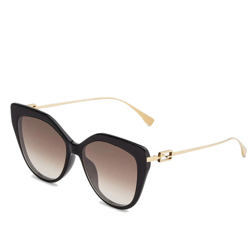 FENDI/芬迪 女士烟熏米色镜片和金色金属镜架圆形猫眼长方形太阳镜FOL004V1WF02N1