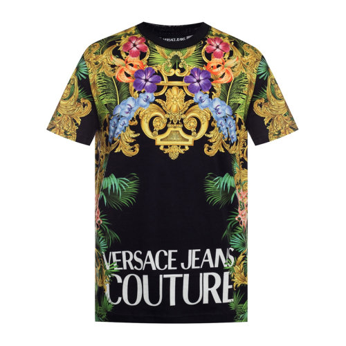 VERSACE JEANS/范思哲牛仔 男士彩色拼色棉质经典字母徽标印花装饰圆领短袖T恤 B3GVA7KA-30329-899