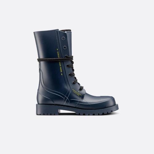  DIOR迪奥 22年秋冬 女士 短靴 及踝靴-深蓝色橡胶和氯丁橡胶-oblique-印花 KCI671RON_S56B 预定商品1-3周发货