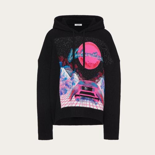  VALENTINO华伦天奴 22年秋冬 男士 针织衫 SWEAT-SHIRT EN LAINE BRODé VIRTUAL RUNNER XV3KC