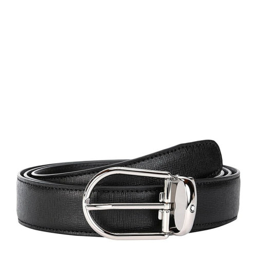 MontBlanc/万宝龙 男士经典时尚商务休闲黑色针扣式牛皮腰带皮带 118430