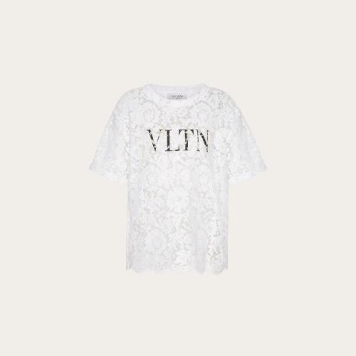  VALENTINO华伦天奴 22年秋冬 女士 短袖T恤 T-SHIRT EN DENTELLE VLTN VB3MG10K649A01
