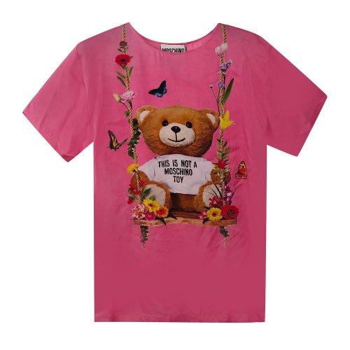 MOSCHINO/莫斯奇诺玫红色女士短袖连衣裙DV043004581206