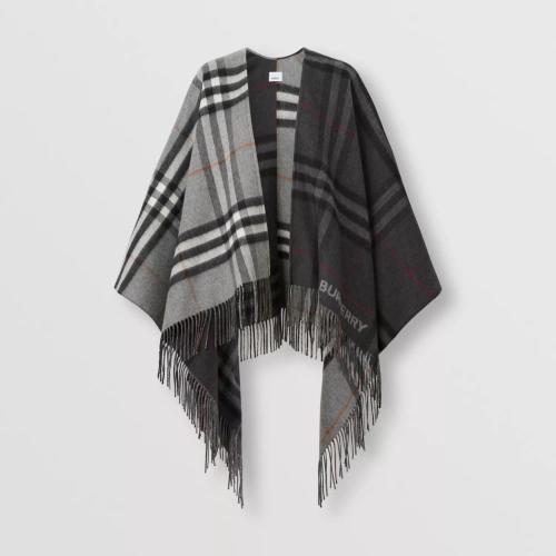  BURBERRY 22年秋冬 女士 对比感格纹羊毛混纺提花披肩 80594071