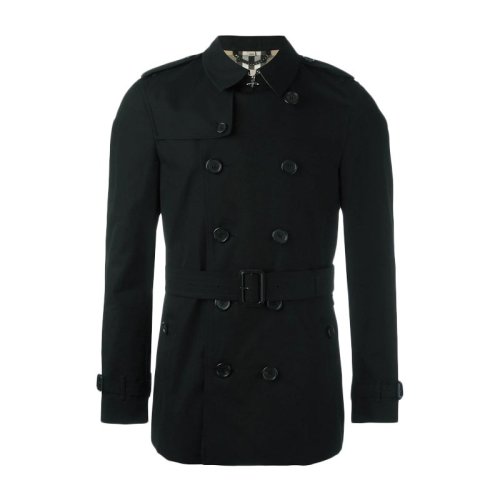 BURBERRY/博柏利  男装 服装 男士黑色棉质经典双排扣短款风衣外套 男士风衣