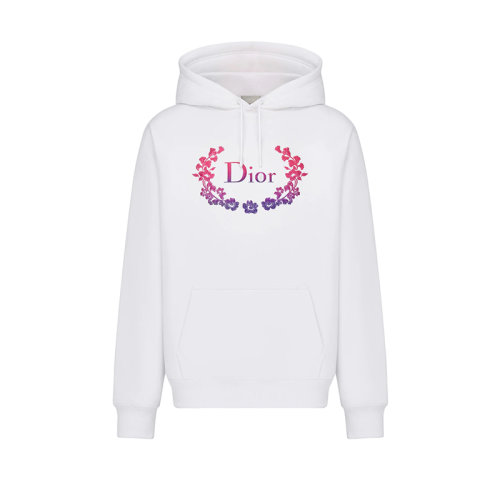 DIOR/迪奥 22年秋冬新款 滑雪限定系列 男士白色纯棉起绒面料Crown渐变标志连帽卫衣313J691A0531_C089