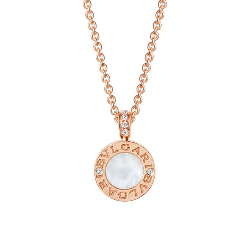 BVLGARI/宝格丽BVLGARI系列 经典款圆形钻石18K金玫瑰金镶白贝母与黑玛瑙双面 项链 347761