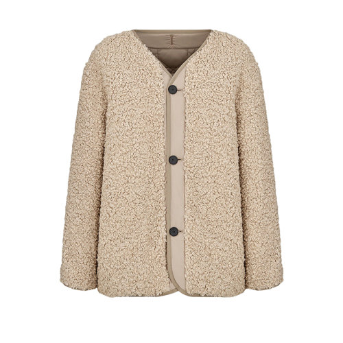 DIOR/迪奥 22年早春新款 女士米色涤纶塔夫绸科技面料超大藤格纹图案绗缝双面短款大衣夹克217C37A2827_X1233