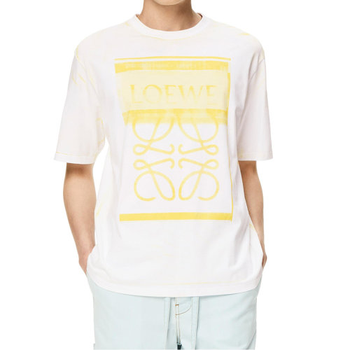 LOEWE/罗意威 22年秋冬新款 男士白色/黄色纯棉复印效果Anagram Logo印花T恤H526Y22X27-2108