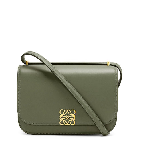 LOEWE/罗意威 20  Goya系列 女士小号鳄梨绿真丝小牛皮金属徽标磁扣单肩斜挎包0010594323
