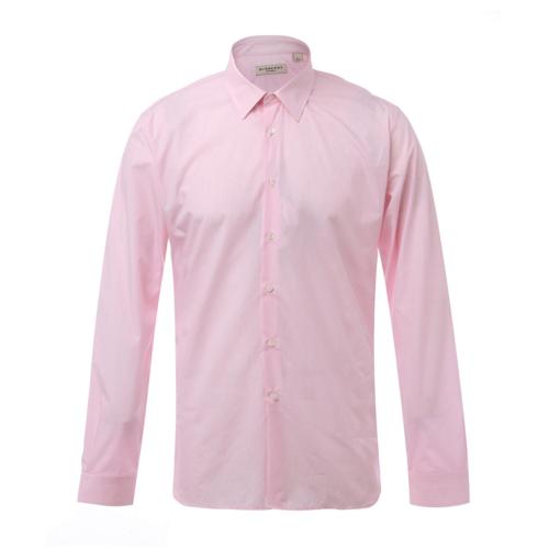 BURBERRY/博柏利 纯棉翻领粉色细条纹男士长袖衬衫长衬 休闲上装 正装 男装瑕疵特卖（陈列痕迹，不影响使用）