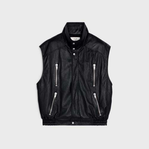  CELINE赛琳思琳 22年秋冬 男士 马甲 柔软羊皮革无袖夹克 2EC49280D.38NO
