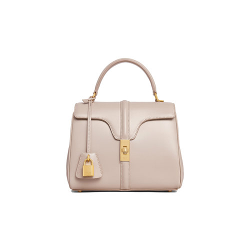 CELINE/赛琳 23春夏新款 女士小号浅咖色小牛皮金色金属卡扣翻盖开合调节拆卸皮革肩带单肩斜挎包188003BEY.02TR