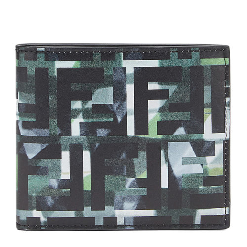 FENDI/芬迪 男士迷彩拼色牛皮经典FF印花短款卡包卡夹钱包男包 7M0169-ABM9-F0X93