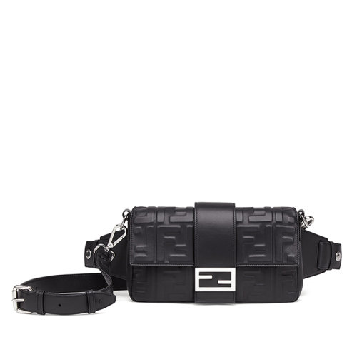 FENDI/芬迪 20 BAGUETTE系列 经典黑色小牛皮法棍胸包斜挎包 7VA472A72VF0GXN