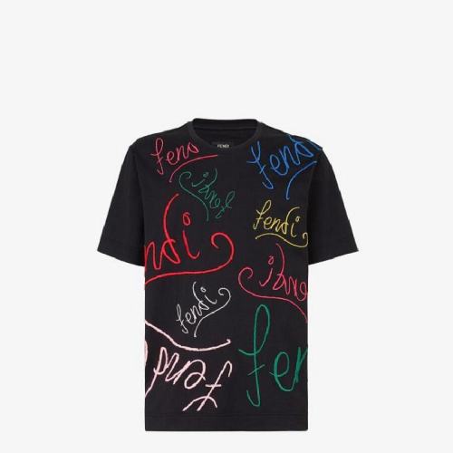  FENDI/芬迪 男士黑色棉质短袖T恤 FY0936 AH0V F0BHU PLFSX