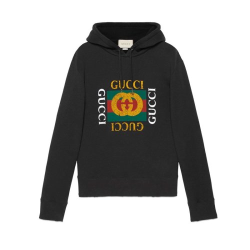 GUCCI/古驰 男士黑色Gucci标识超大造型连帽卫衣454585X5J571015