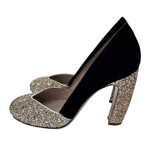 Miu Miu/缪缪  圆头 女性 粗跟 亮片 高跟鞋 5I671C3NAF