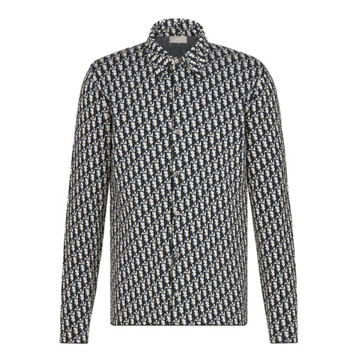 DIOR/迪奥 DIOR斜纹 米色和海军蓝色棉质针织 男士长袖衬衫023M550AT099_C185