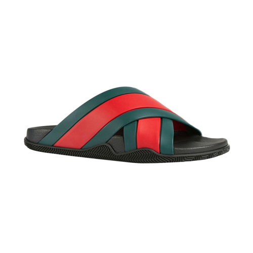 GUCCI/古驰 男士拼色条纹交叉面漏趾拖鞋 630326-J8700-8497